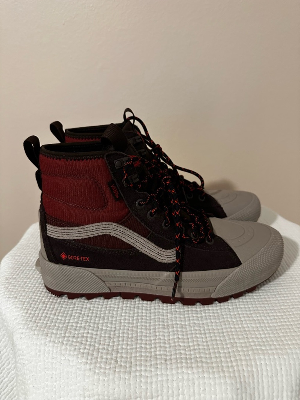 Vans Red and Gray High-Top Gore-Tex Trail Sneakers